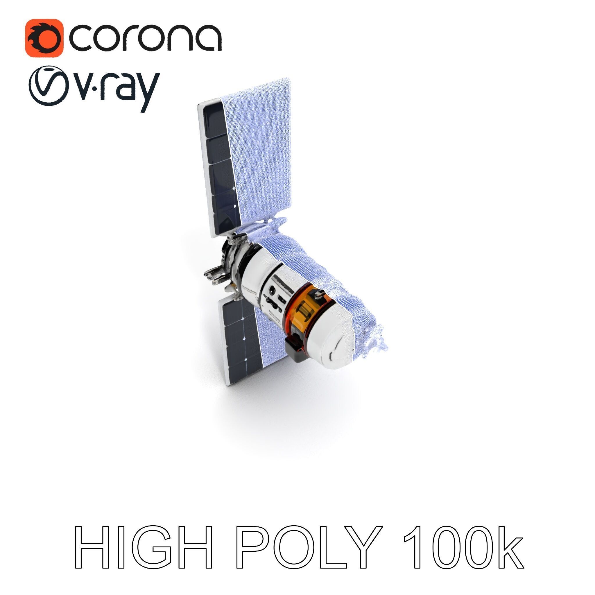 Spacecraft Satellite Model Pack with Detailed Solar Panels Low-poly 3D model_24