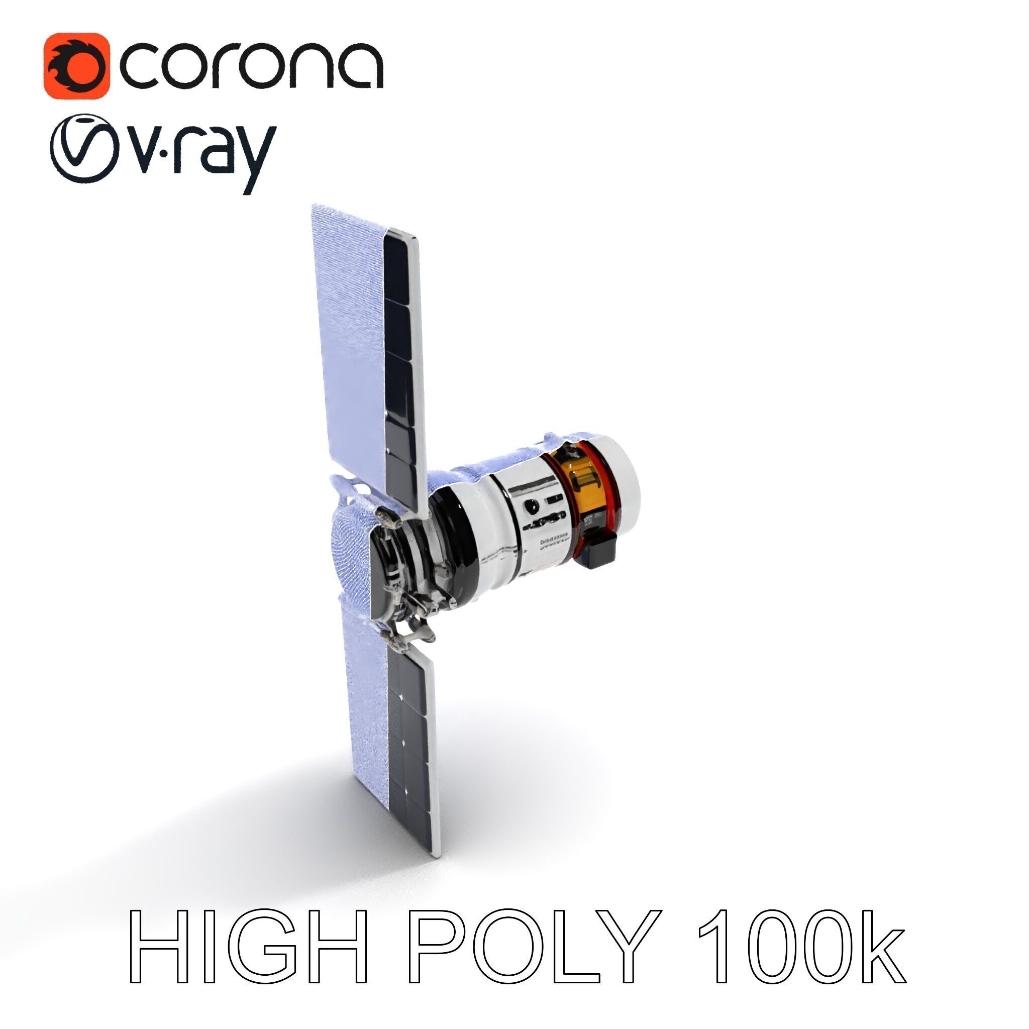 Spacecraft Satellite Model Pack with Detailed Solar Panels Low-poly 3D model_15