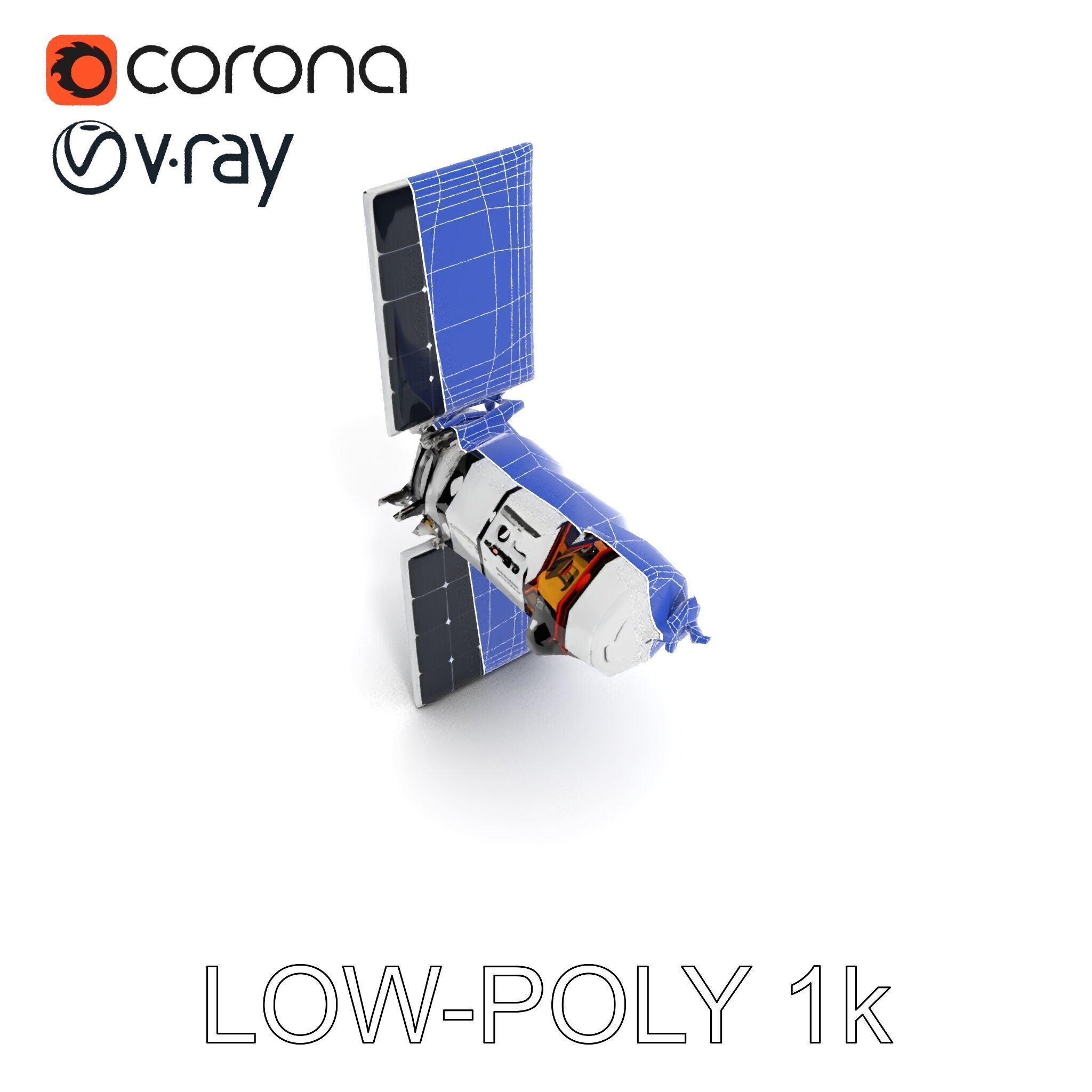 Spacecraft Satellite Model Pack with Detailed Solar Panels Low-poly 3D model_23