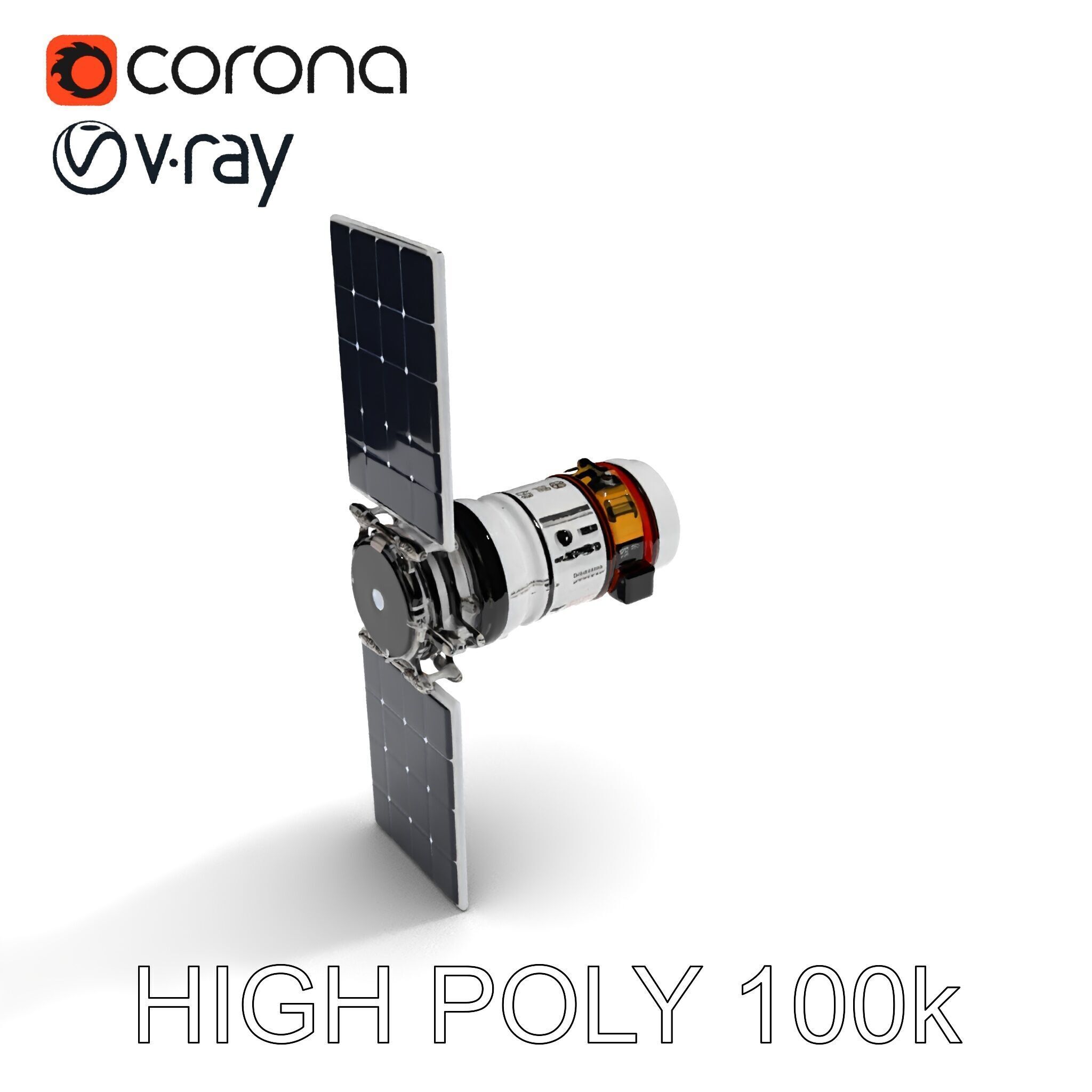 Spacecraft Satellite Model Pack with Detailed Solar Panels Low-poly 3D model_32
