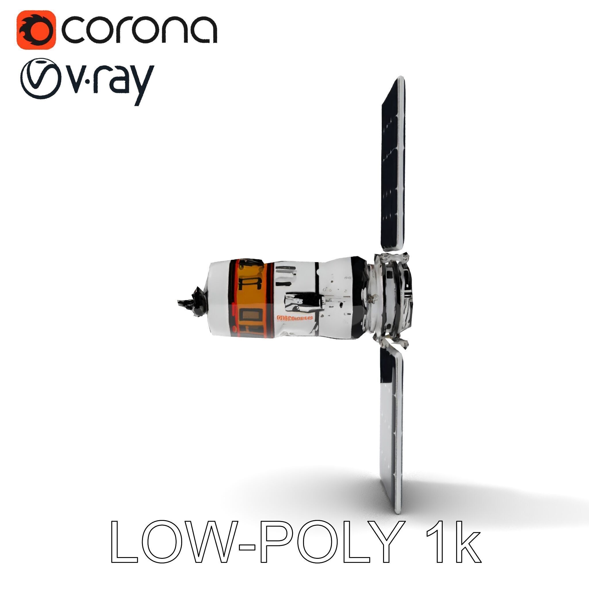 Spacecraft Satellite Model Pack with Detailed Solar Panels Low-poly 3D model_28