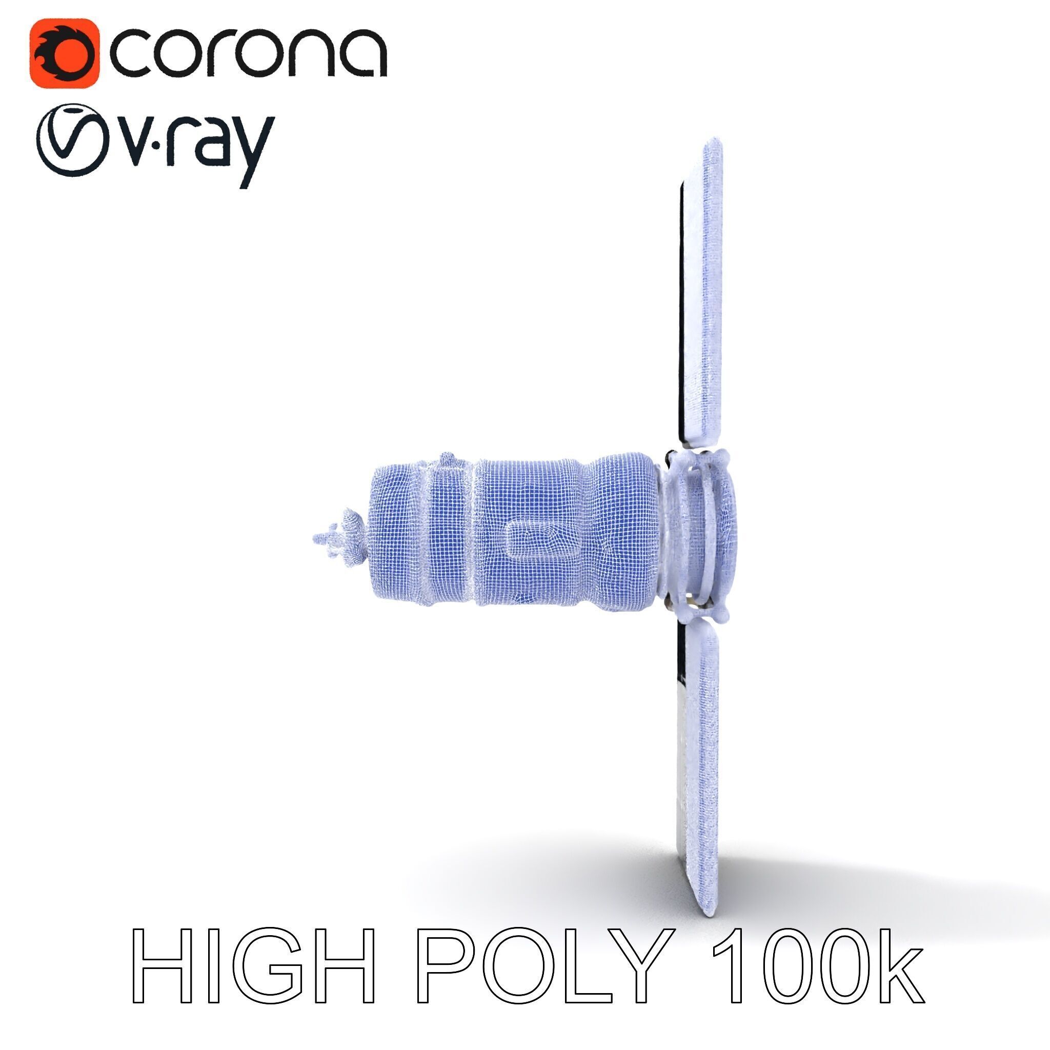 Spacecraft Satellite Model Pack with Detailed Solar Panels Low-poly 3D model_10