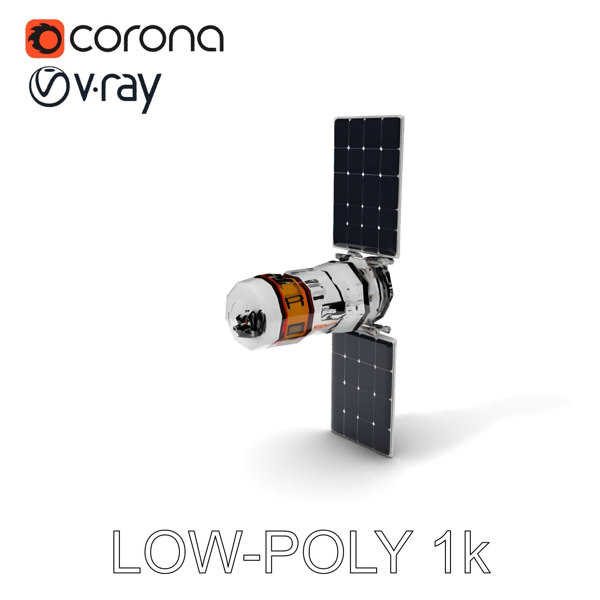 Spacecraft Satellite Model Pack with Detailed Solar Panels Low-poly 3D model_26