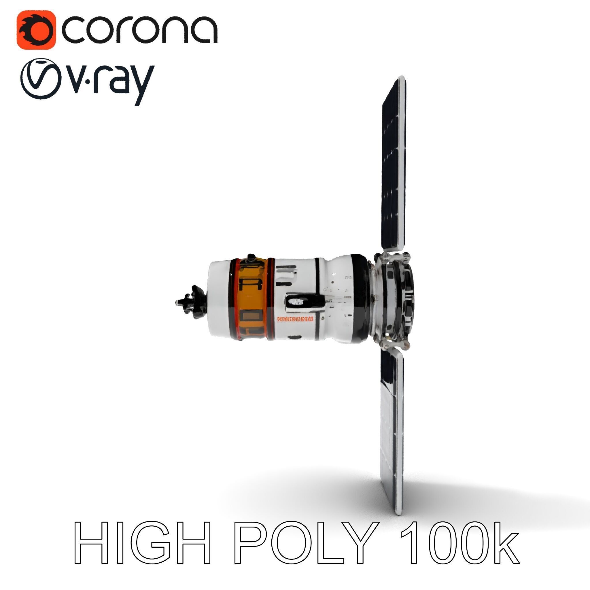 Spacecraft Satellite Model Pack with Detailed Solar Panels Low-poly 3D model_35