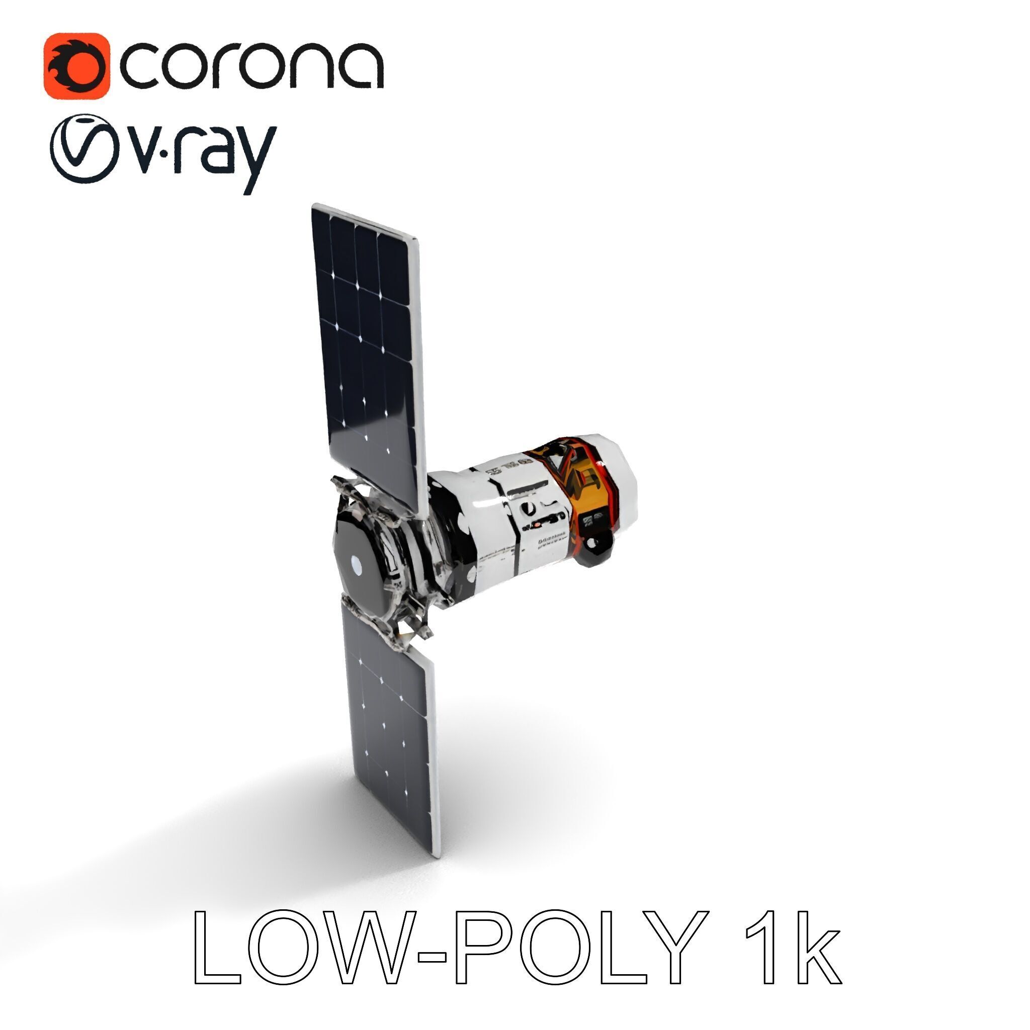 Spacecraft Satellite Model Pack with Detailed Solar Panels Low-poly 3D model_20