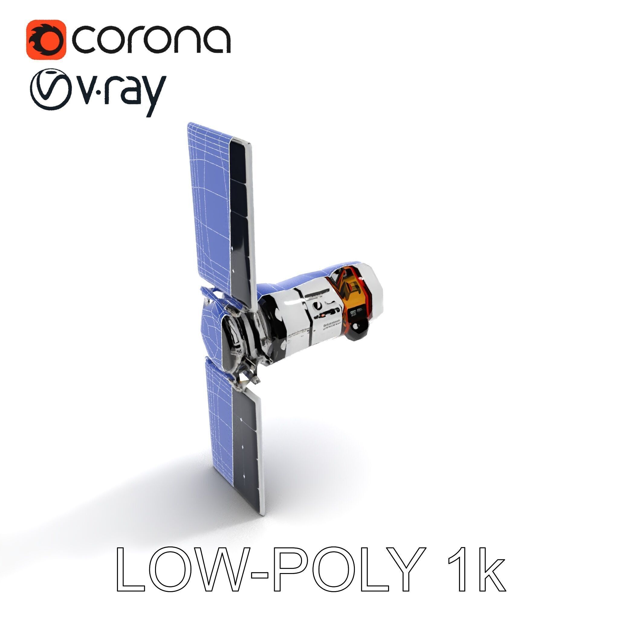 Spacecraft Satellite Model Pack with Detailed Solar Panels Low-poly 3D model_34