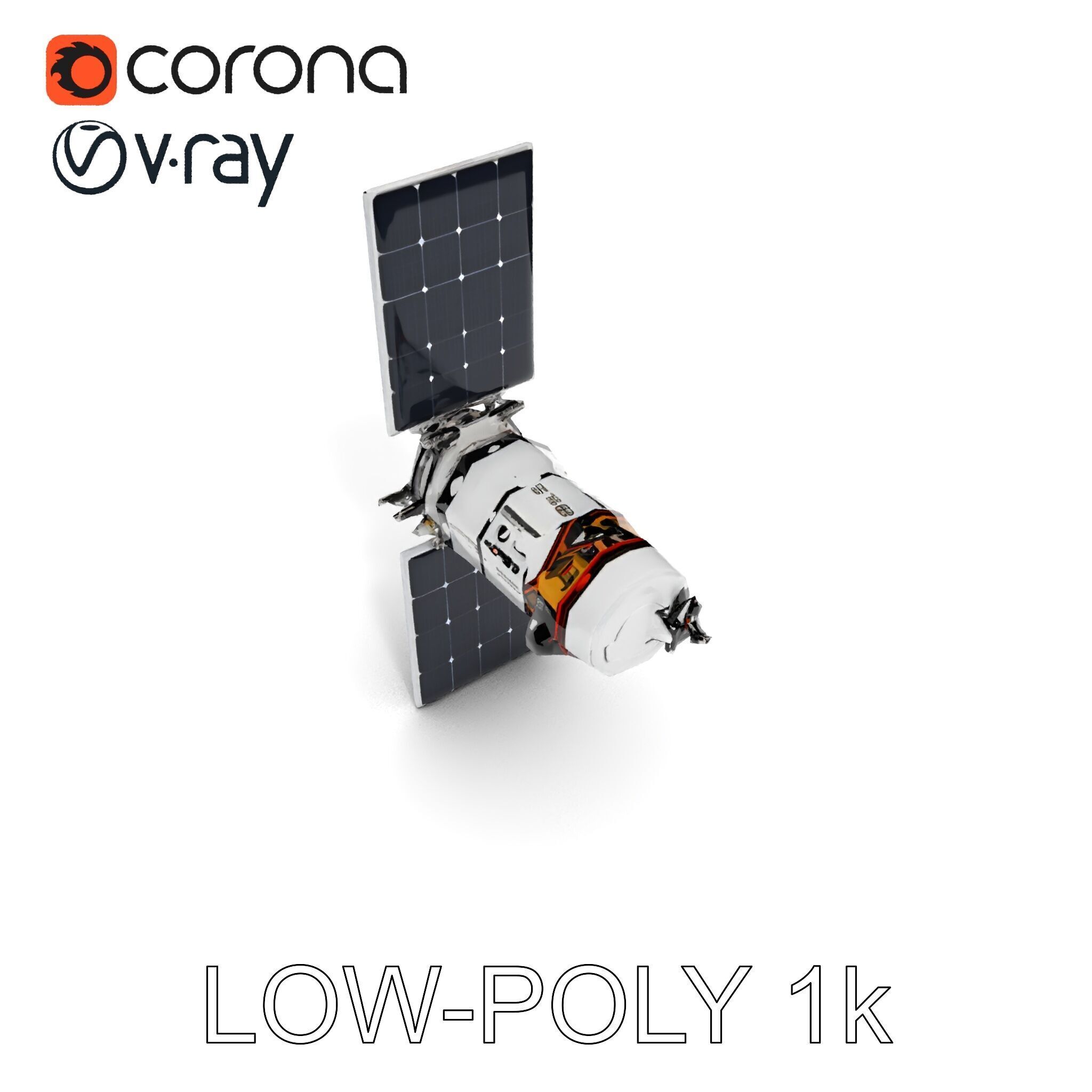 Spacecraft Satellite Model Pack with Detailed Solar Panels Low-poly 3D model_17