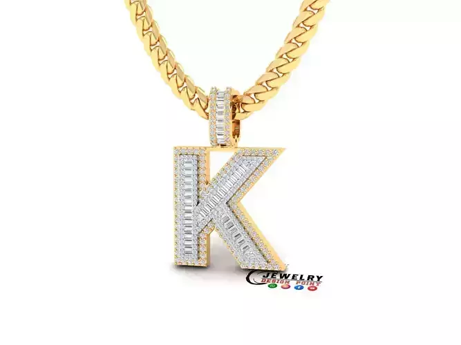 Custom Initial K Letter Diamond  A to Z Alphabet Bug Necklace