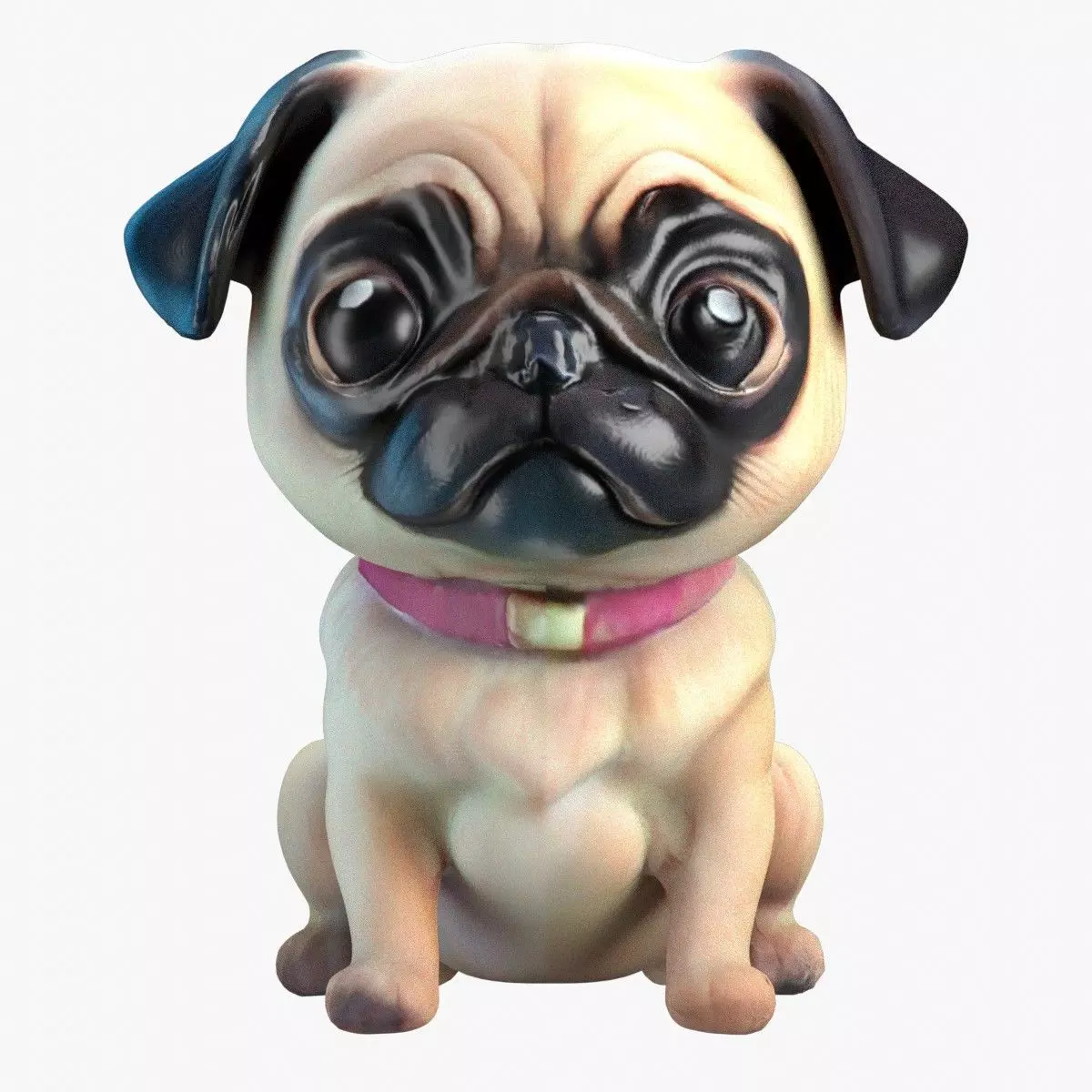 Stylized Pug Dog 3D Model Game Ready Free low-poly 3D model_0