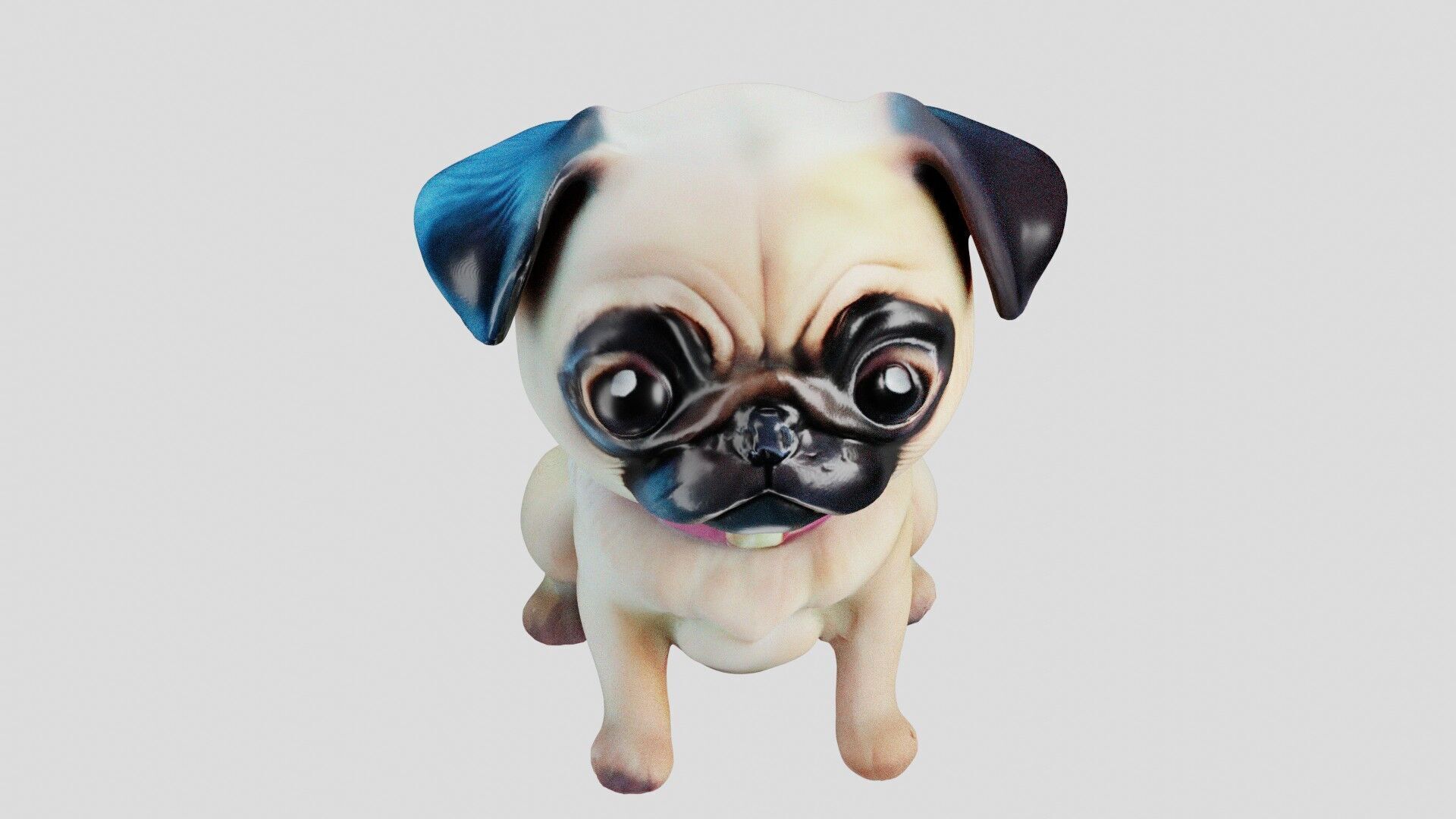 Stylized Pug Dog 3D Model Game Ready Free low-poly 3D model_14