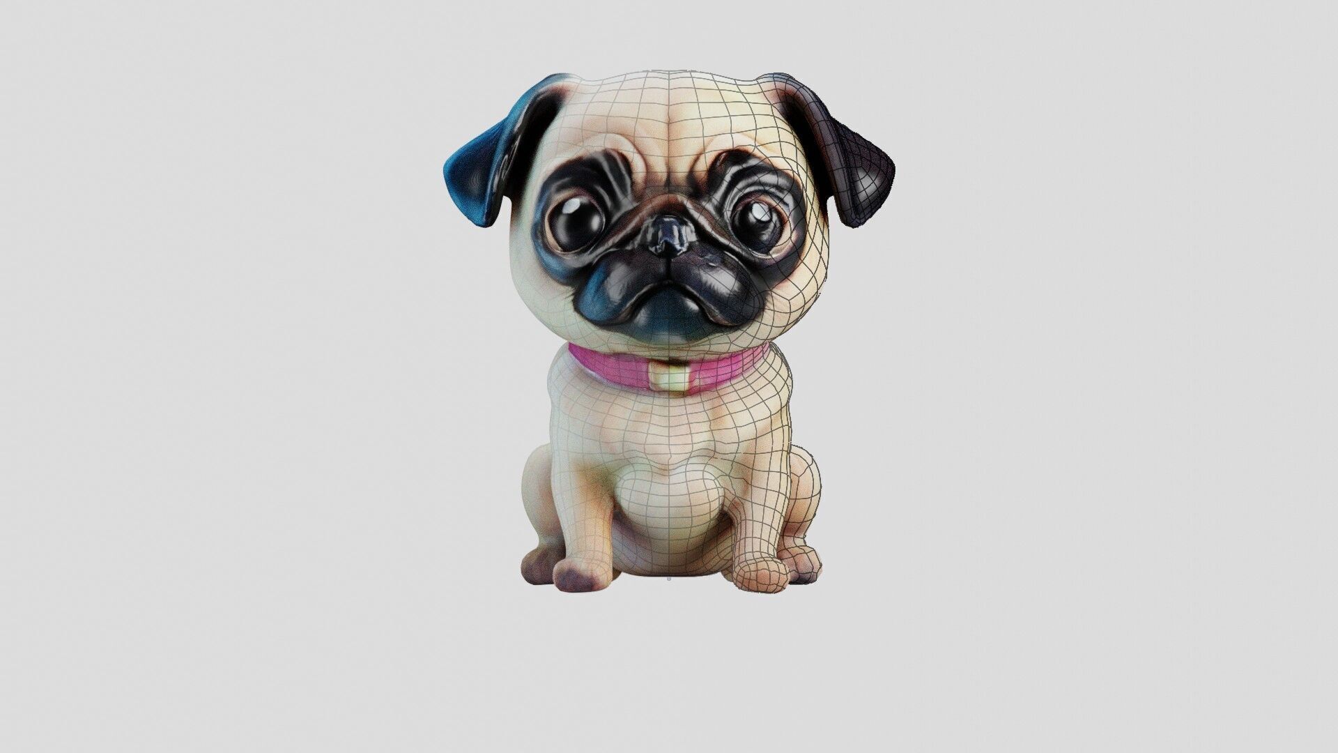 Stylized Pug Dog 3D Model Game Ready Free low-poly 3D model_5