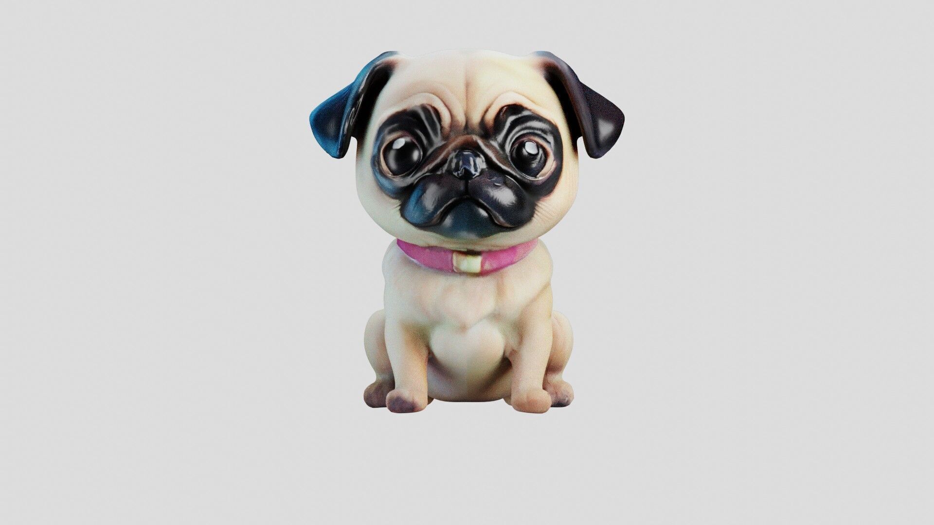 Stylized Pug Dog 3D Model Game Ready Free low-poly 3D model_7
