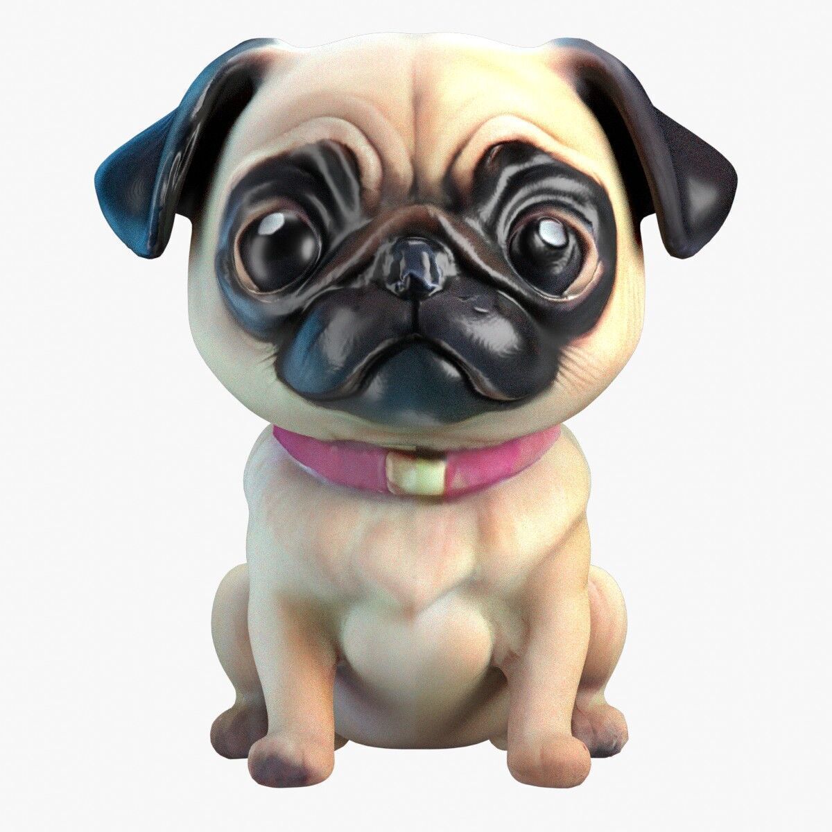 Stylized Pug Dog 3D Model Game Ready Free low-poly 3D model_2