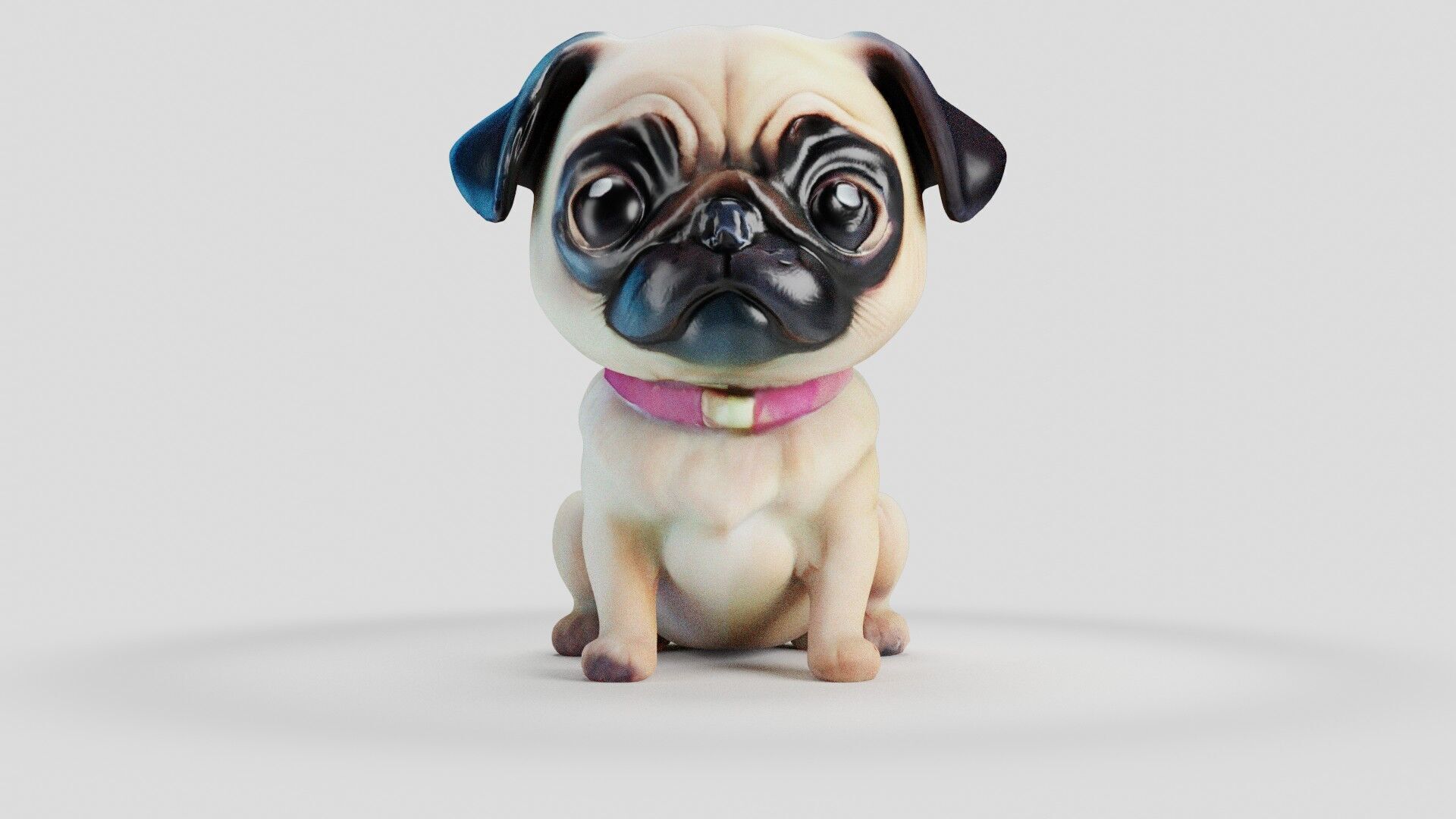 Stylized Pug Dog 3D Model Game Ready Free low-poly 3D model_24