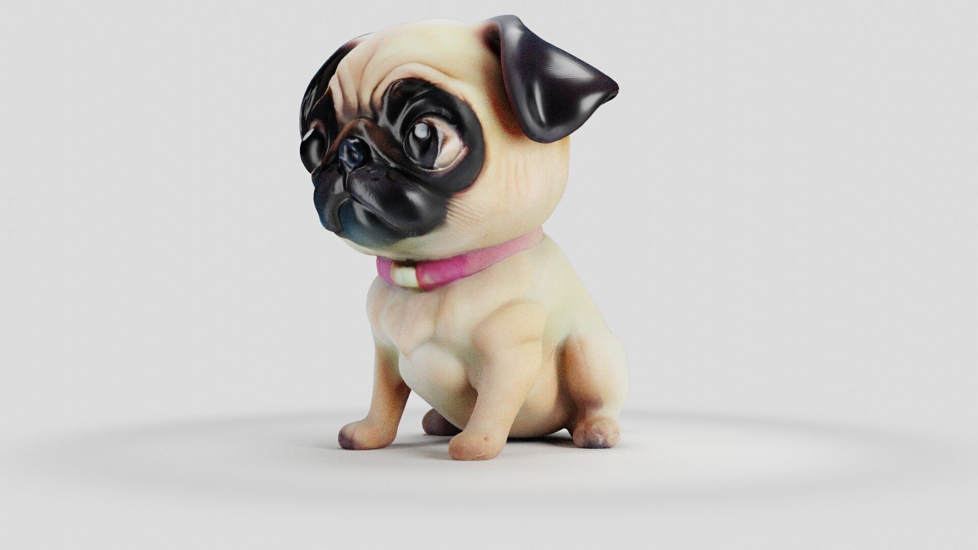 Stylized Pug Dog 3D Model Game Ready Free low-poly 3D model_28