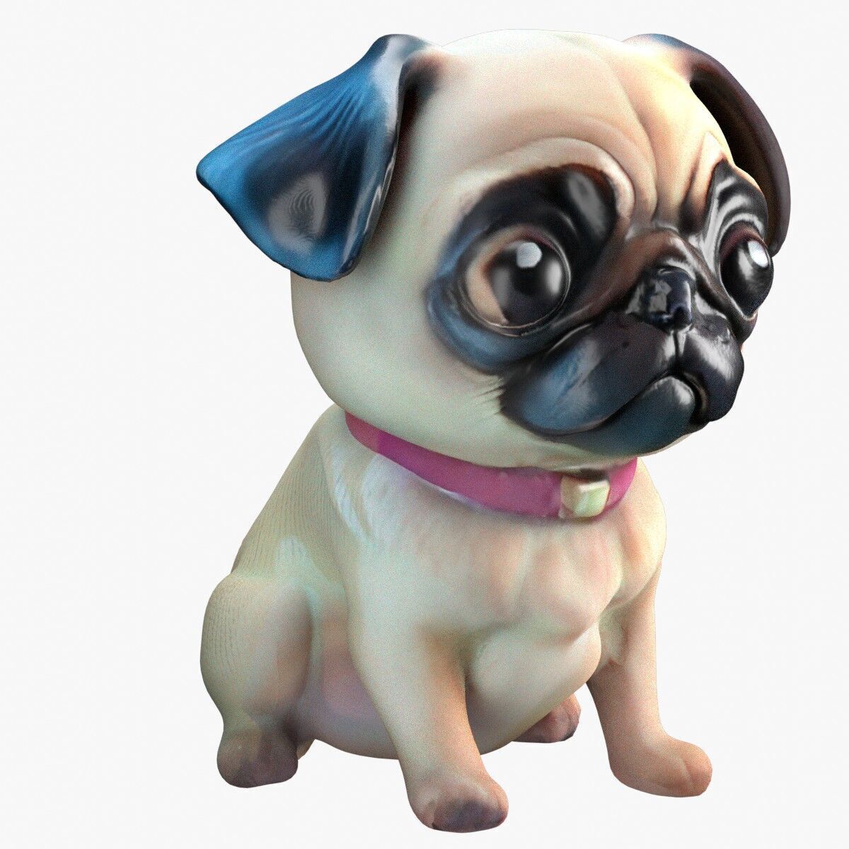 Stylized Pug Dog 3D Model Game Ready Free low-poly 3D model_4