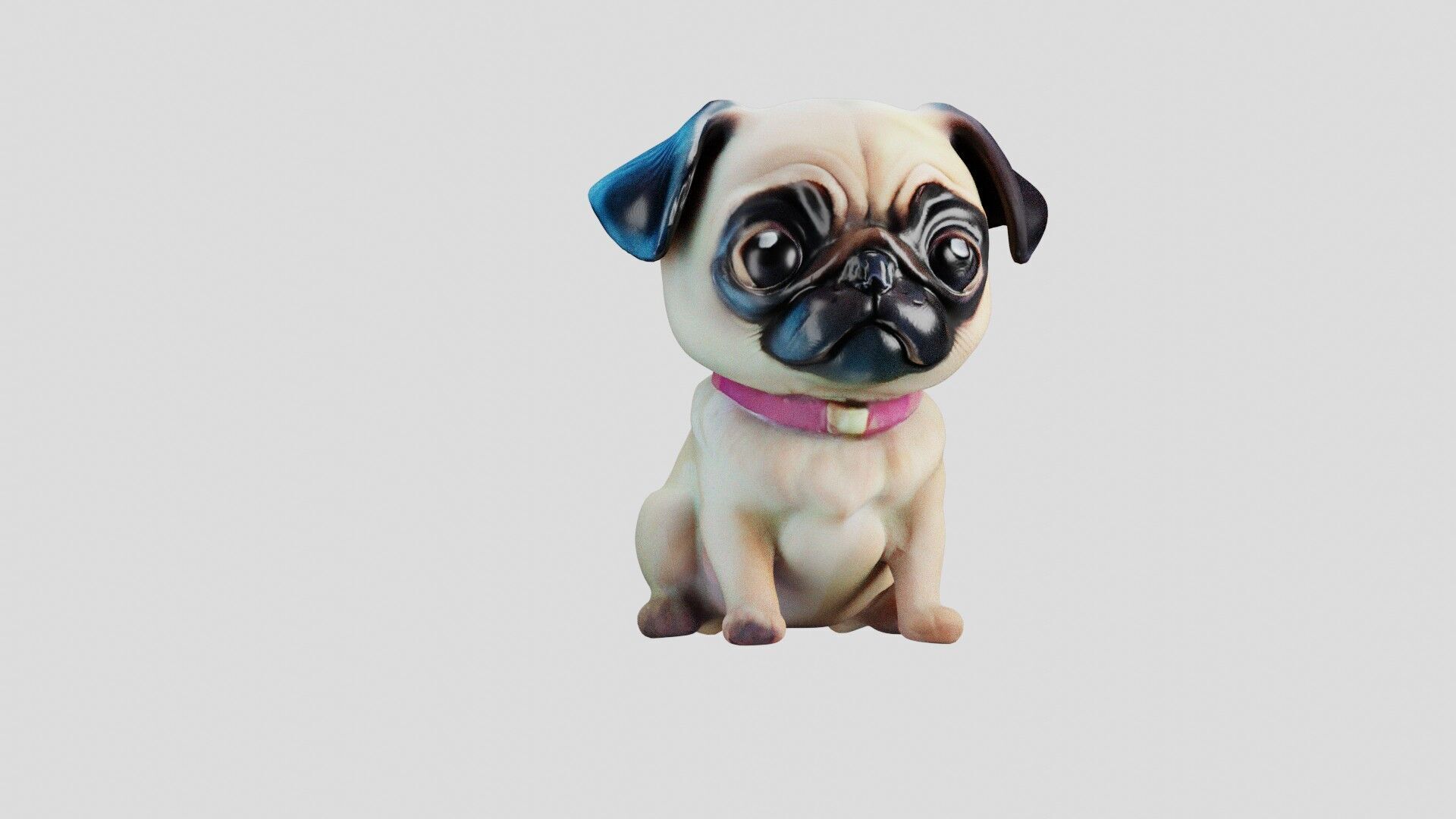 Stylized Pug Dog 3D Model Game Ready Free low-poly 3D model_8