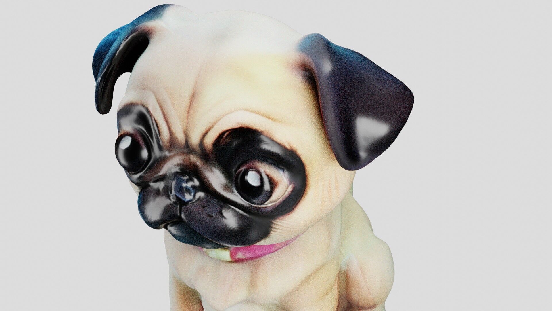 Stylized Pug Dog 3D Model Game Ready Free low-poly 3D model_21
