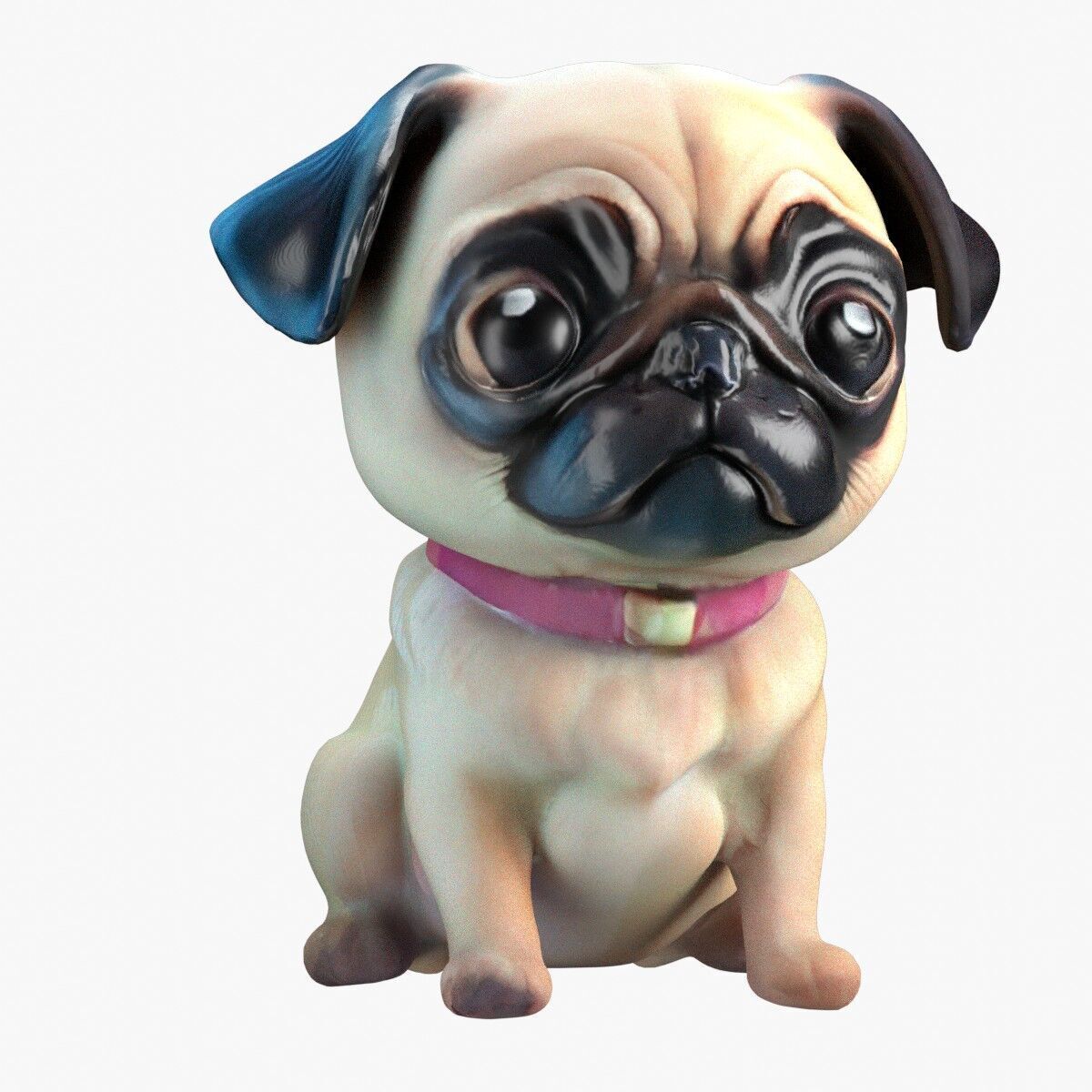 Stylized Pug Dog 3D Model Game Ready Free low-poly 3D model_3
