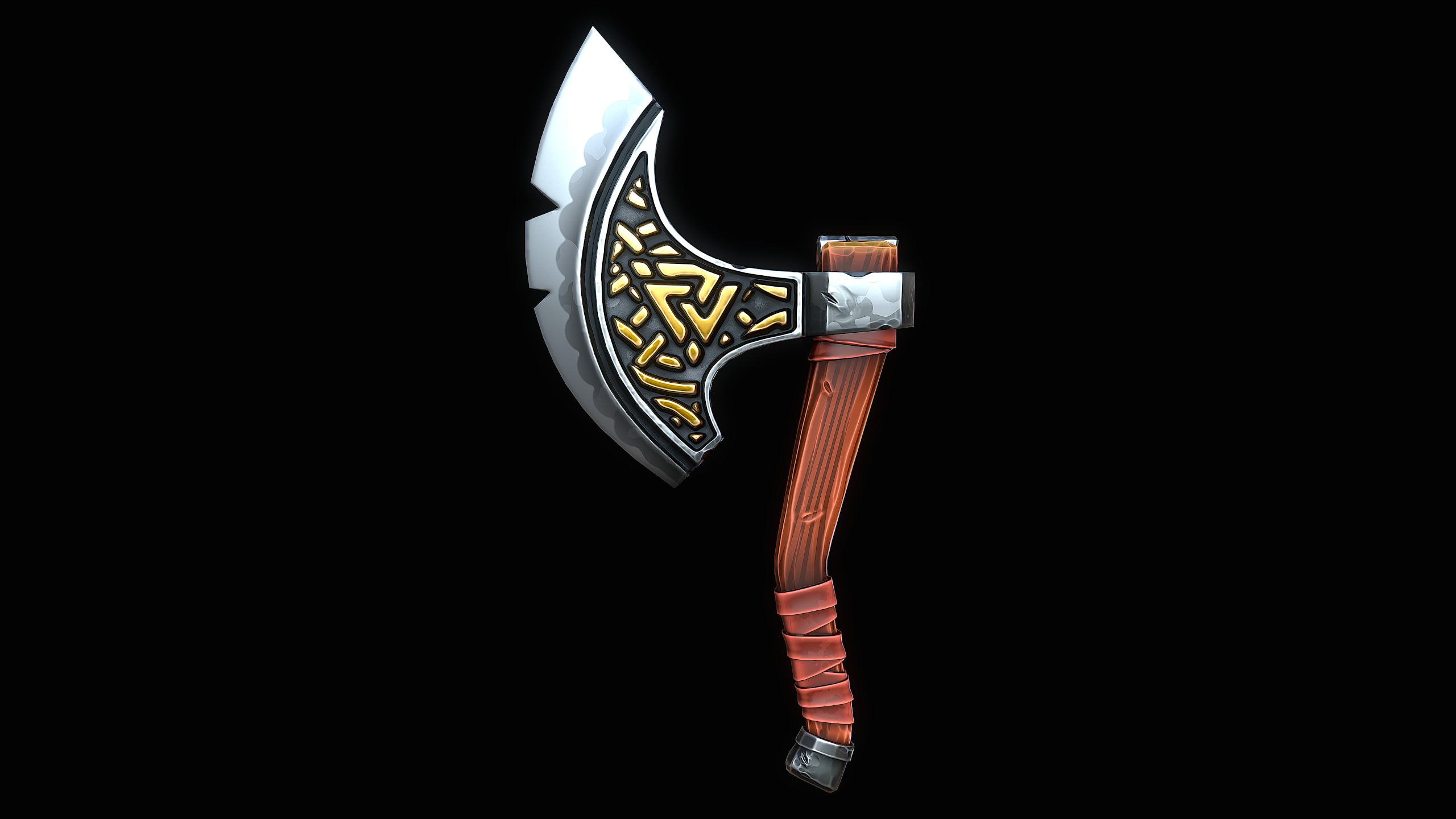 Stylized Axe Low-poly 3D model_3