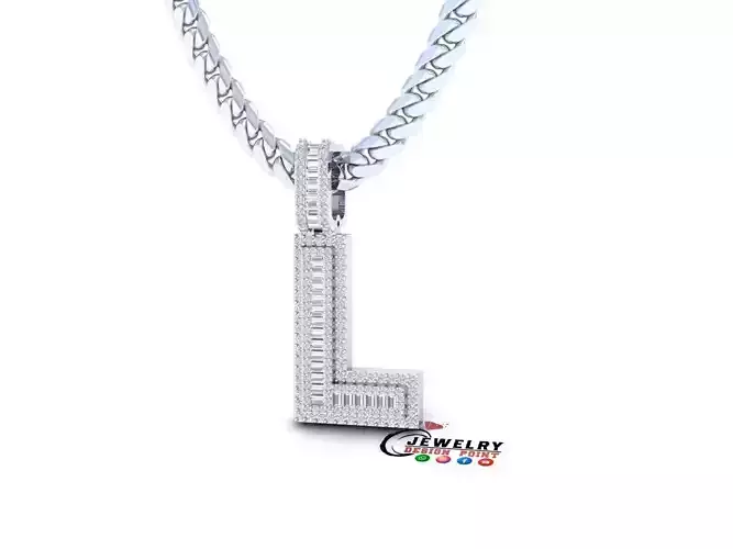 Custom Initial L Letter Diamond  A to Z Alphabet Bug Necklace 3D print model