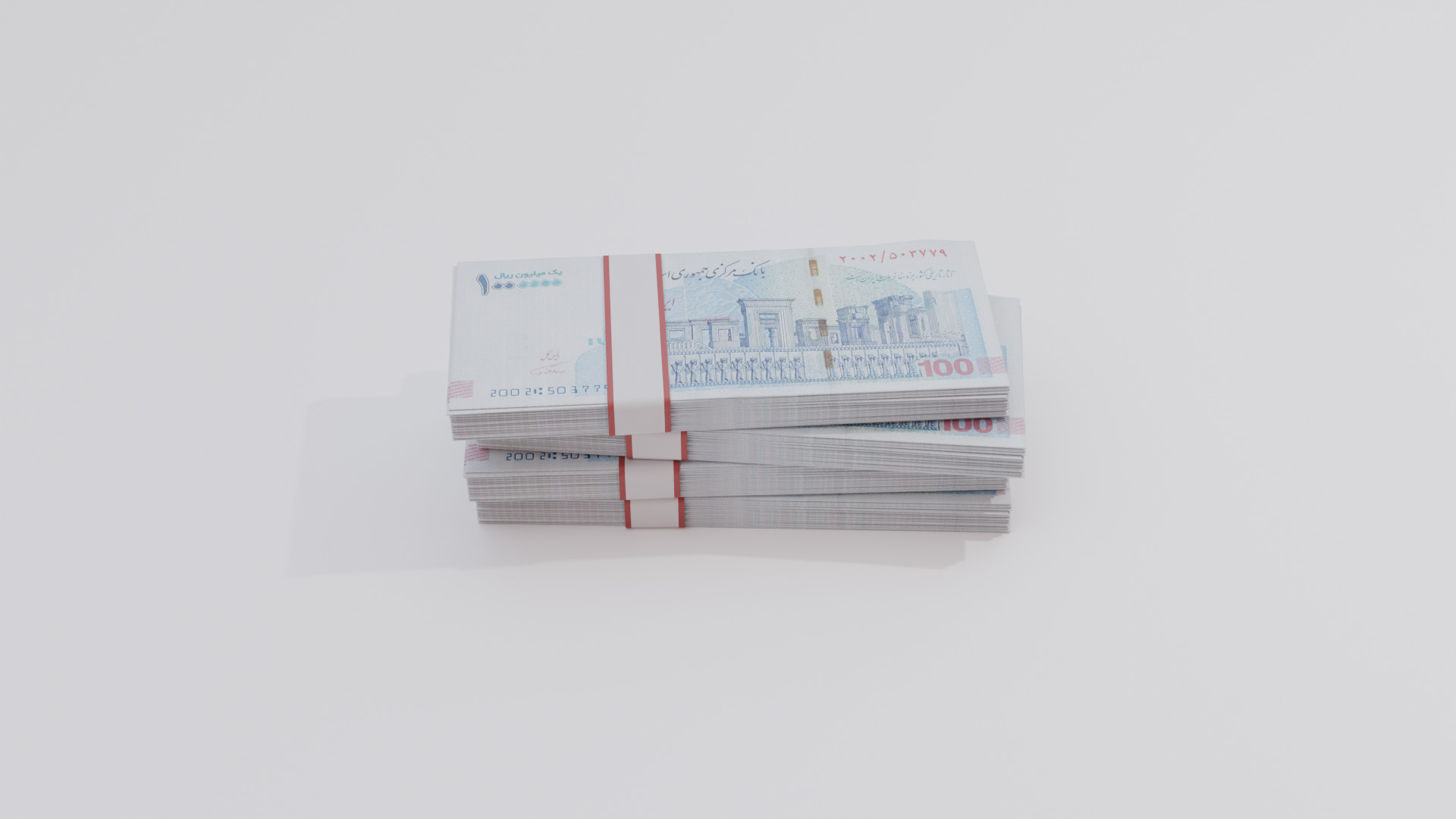 1000000 Iran Iranian Rial Currency Low-poly 3D model_3
