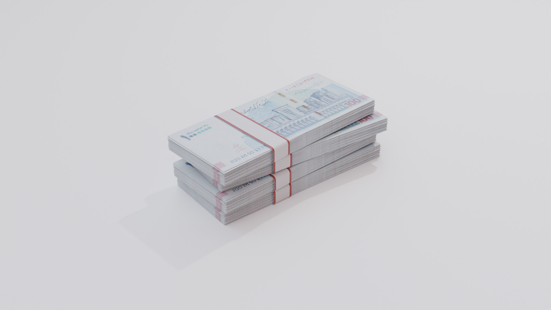 1000000 Iran Iranian Rial Currency Low-poly 3D model_2
