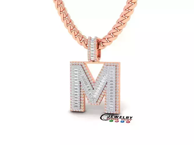 Custom Initial M Letter Diamond  A to Z Alphabet Bug Necklace