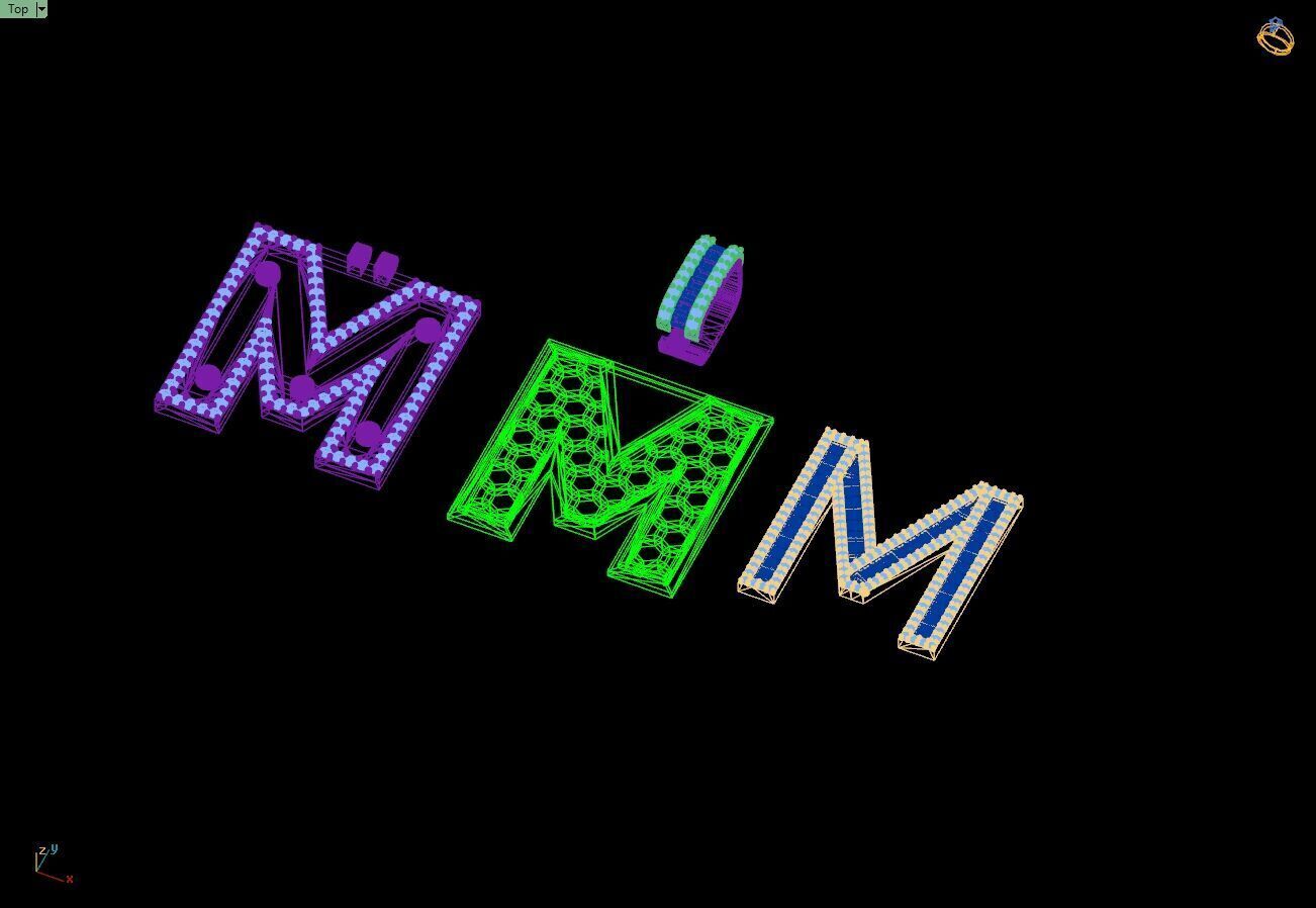 Custom Initial M Letter Diamond  A to Z Alphabet Bug Necklace 3D print model_15