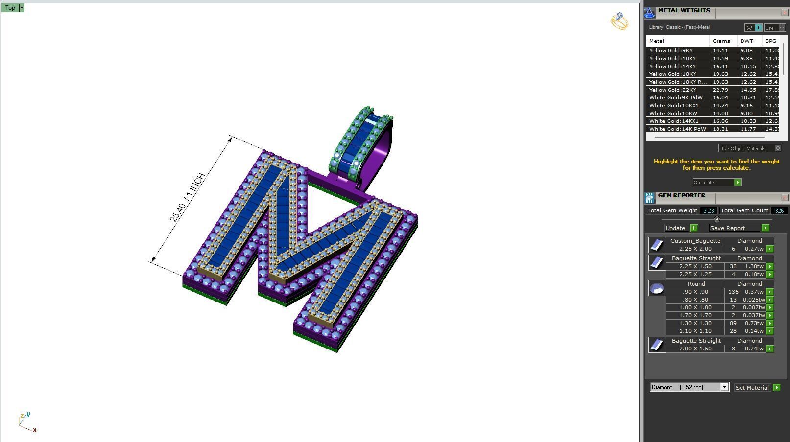 Custom Initial M Letter Diamond  A to Z Alphabet Bug Necklace 3D print model_6