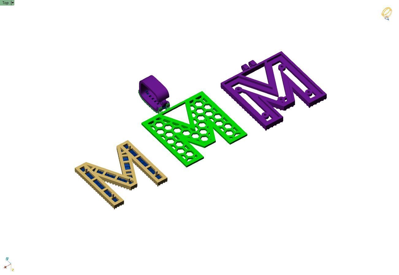 Custom Initial M Letter Diamond  A to Z Alphabet Bug Necklace 3D print model_11
