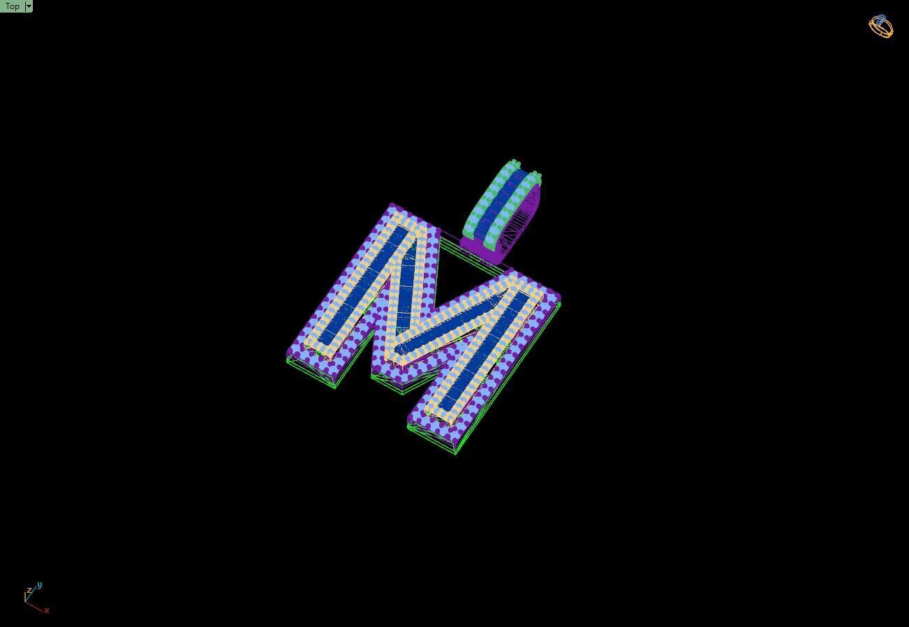 Custom Initial M Letter Diamond  A to Z Alphabet Bug Necklace 3D print model_13