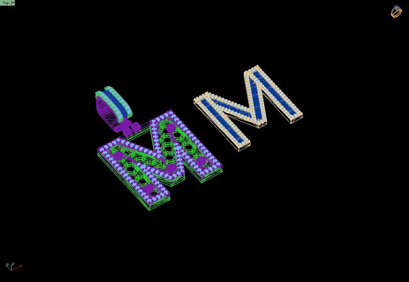 Custom Initial M Letter Diamond  A to Z Alphabet Bug Necklace 3D print model_14