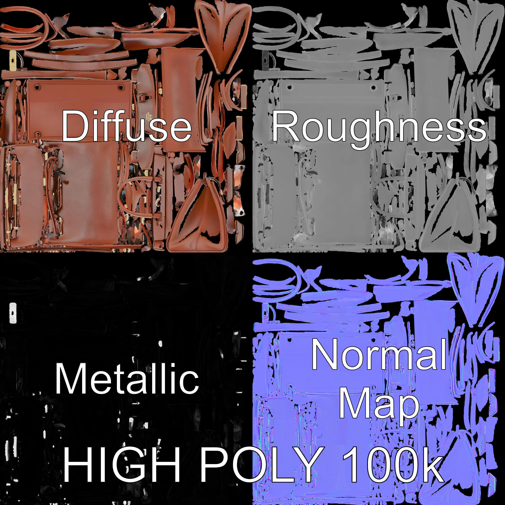 Luxury Handbag D Model Pack Low-poly 3D model_2