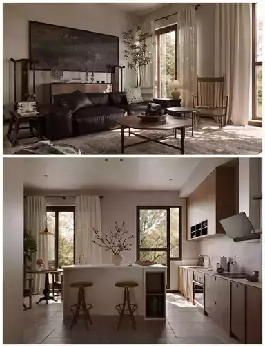 Wabi-sabi style living room