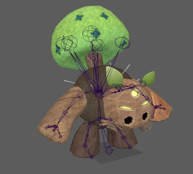Seven stylized puppet tree sprites with skeletal skins Low-poly 3D model_16