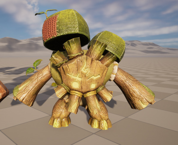 Seven stylized puppet tree sprites with skeletal skins Low-poly 3D model_3