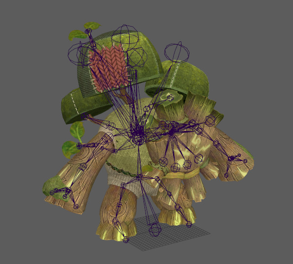 Seven stylized puppet tree sprites with skeletal skins Low-poly 3D model_11