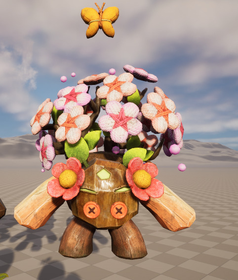 Seven stylized puppet tree sprites with skeletal skins Low-poly 3D model_2