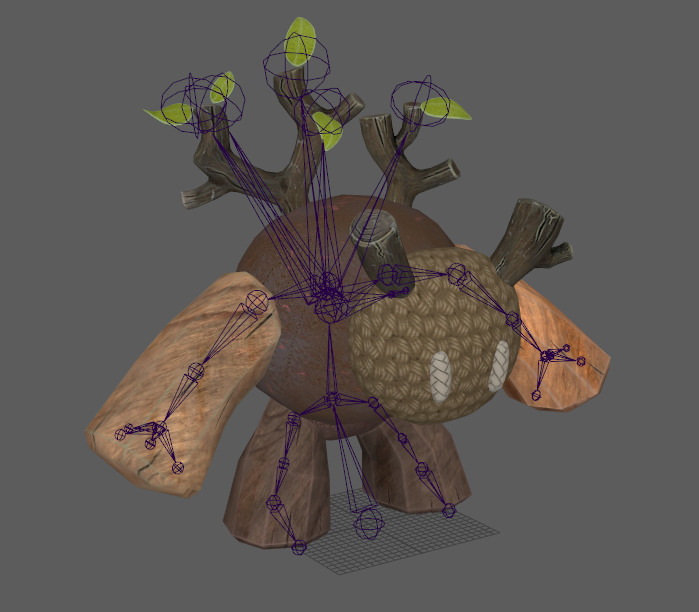 Seven stylized puppet tree sprites with skeletal skins Low-poly 3D model_12