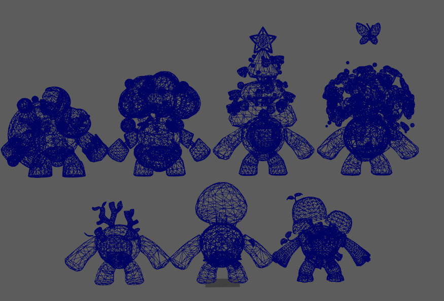 Seven stylized puppet tree sprites with skeletal skins Low-poly 3D model_18