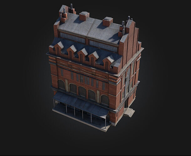 Brick Factory Building  Industrial Heritage in Detailed Form 3D model 5