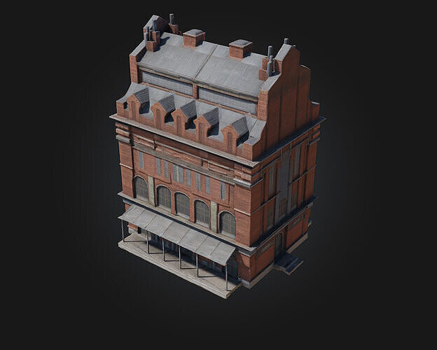 Brick Factory Building  Industrial Heritage in Detailed Form 3D model 2