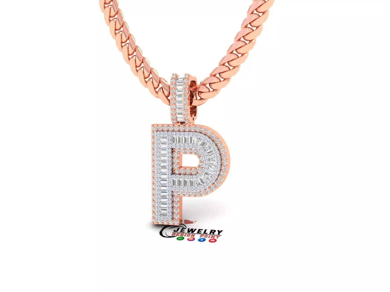 Custom Initial P Letter Diamond A to Z Alphabet Bug Necklace 3D print model