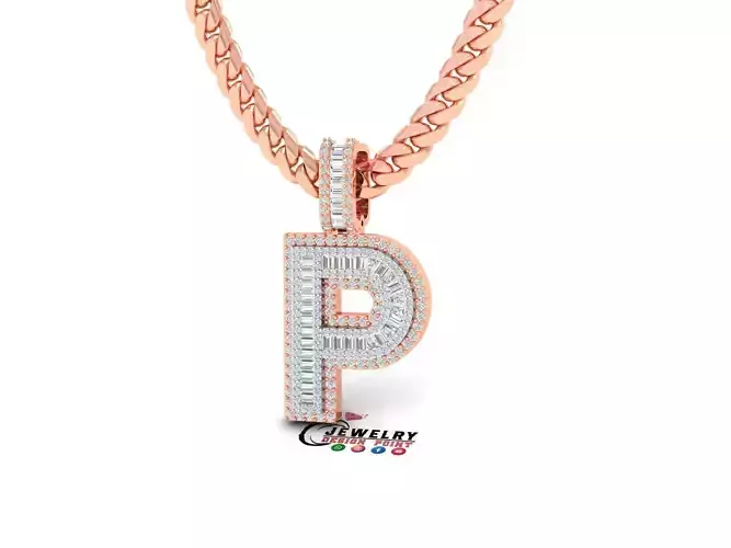Custom Initial P Letter Diamond  A to Z Alphabet Bug Necklace
