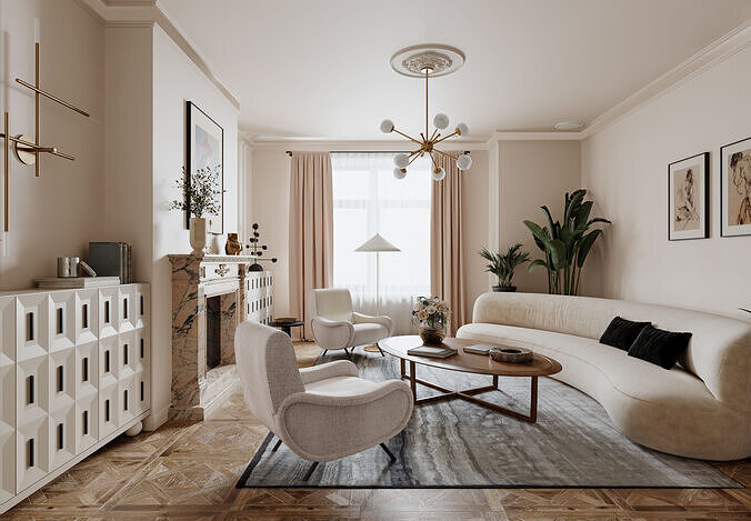 Medieval style living room 3D model
