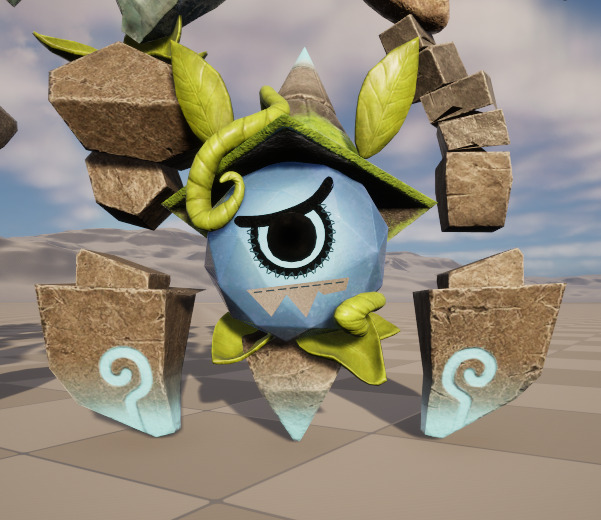 Seven stylized rune elements stone monsters with skeletal skins Low-poly 3D model_5