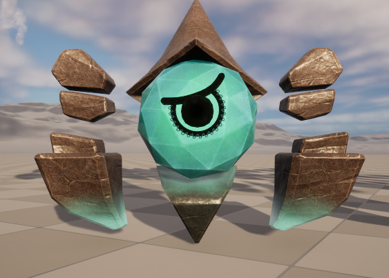 Seven stylized rune elements stone monsters with skeletal skins Low-poly 3D model_2