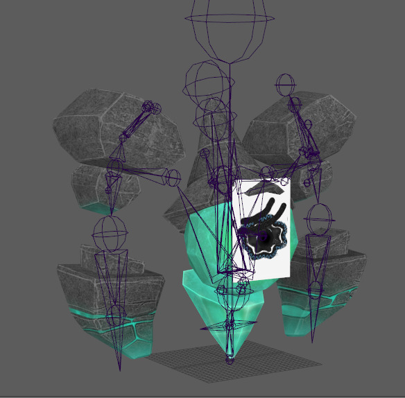 Seven stylized rune elements stone monsters with skeletal skins Low-poly 3D model_12