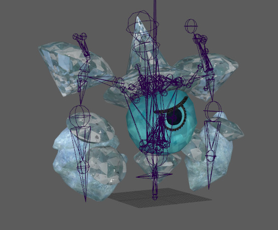 Seven stylized rune elements stone monsters with skeletal skins Low-poly 3D model_15